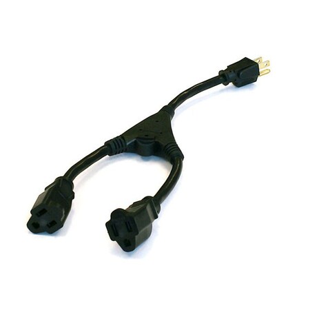 Monoprice Power Cord Splitter - NEMA 5-15P to 2x NEMA 5-15R_ 16AWG_ 13A_ 3-Prong 5308